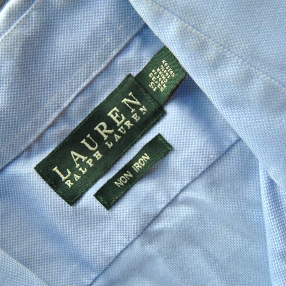 Ralph Lauren Light Blue Non-Iron Button-Up Dress Shirt Size: 15 - Picture 2 of 5